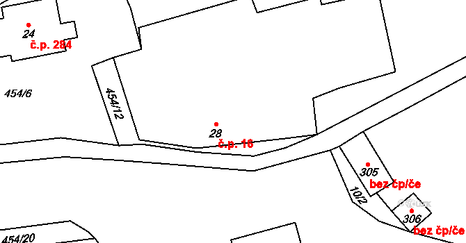 Úholičky 16 na parcele st. 28 v KÚ Úholičky, Katastrální mapa
