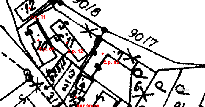 Velichovky 13 na parcele st. 7 v KÚ Velichovky, Katastrální mapa