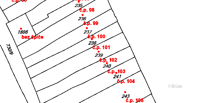 Broumov 102 na parcele st. 239 v KÚ Broumov, Katastrální mapa