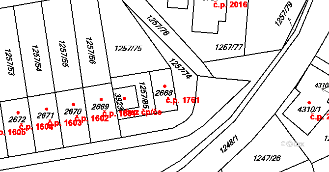 Náchod 1761 na parcele st. 2668 v KÚ Náchod, Katastrální mapa