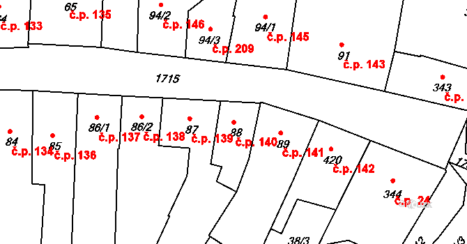 Vodňany I 140, Vodňany na parcele st. 88 v KÚ Vodňany, Katastrální mapa