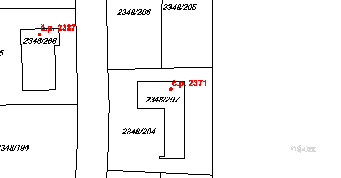 Pelhřimov 2371 na parcele st. 2348/297 v KÚ Pelhřimov, Katastrální mapa