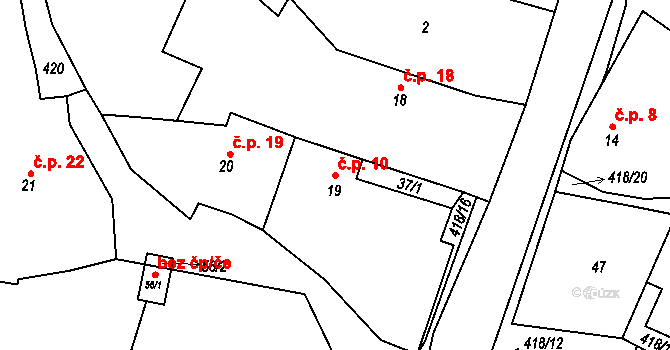 Vrbka 10, Kozlov na parcele st. 19 v KÚ Vrbka u Ledče nad Sázavou, Katastrální mapa