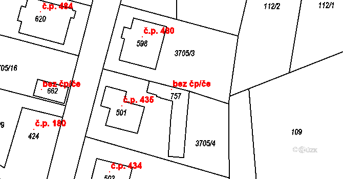 Kamenice 96459786 na parcele st. 757 v KÚ Kamenice u Jihlavy, Katastrální mapa