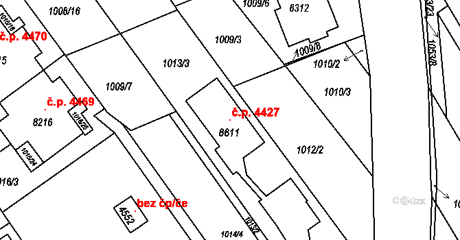 Kroměříž 4427 na parcele st. 8611 v KÚ Kroměříž, Katastrální mapa