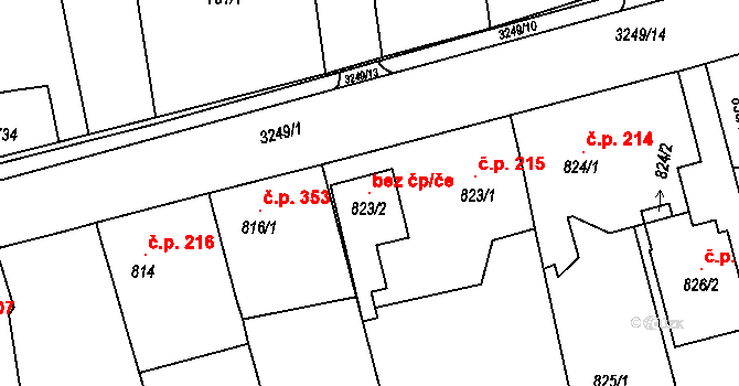 Píšť 108848787 na parcele st. 823/2 v KÚ Píšť, Katastrální mapa
