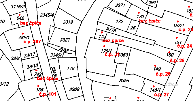 Bečov nad Teplou 31 na parcele st. 175/1 v KÚ Bečov nad Teplou, Katastrální mapa