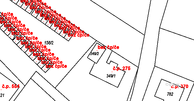 Velké Popovice 121333787 na parcele st. 349/2 v KÚ Velké Popovice, Katastrální mapa