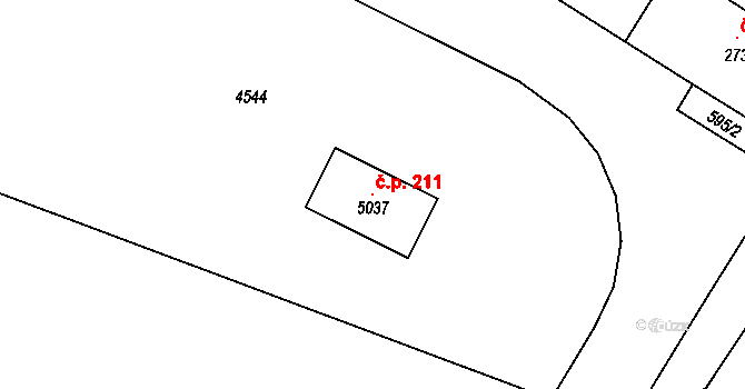 Kučerov 211 na parcele st. 5037 v KÚ Kučerov, Katastrální mapa