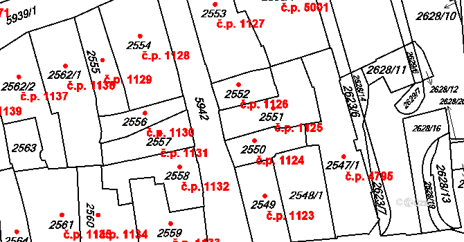 Jihlava 1125 na parcele st. 2551 v KÚ Jihlava, Katastrální mapa