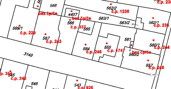 Čelákovice 246 na parcele st. 564 v KÚ Čelákovice, Katastrální mapa