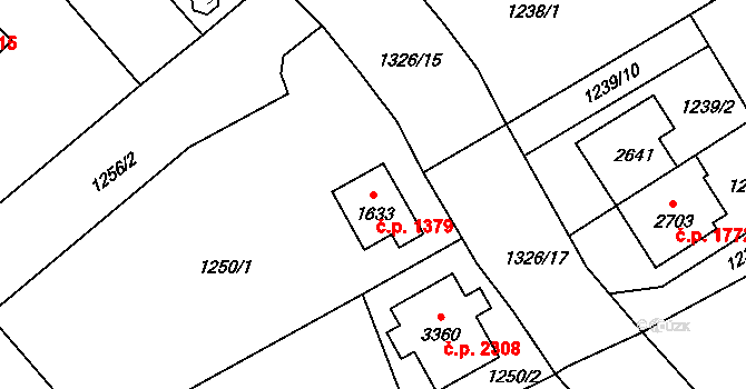 Říčany 1379 na parcele st. 1633 v KÚ Říčany u Prahy, Katastrální mapa
