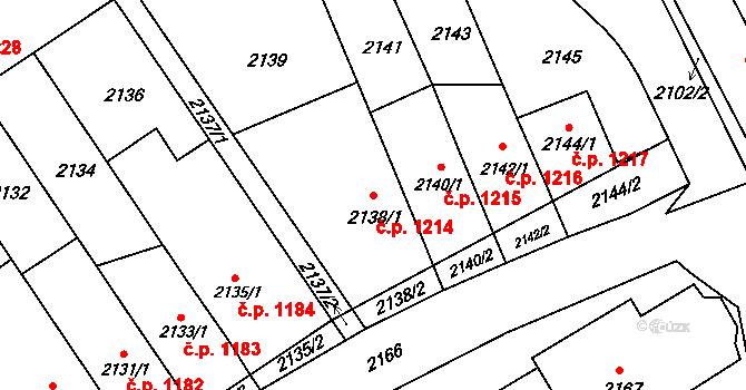 Bzenec 1214 na parcele st. 2138/1 v KÚ Bzenec, Katastrální mapa