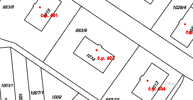 Horní Těrlicko 403, Těrlicko na parcele st. 1014 v KÚ Horní Těrlicko, Katastrální mapa