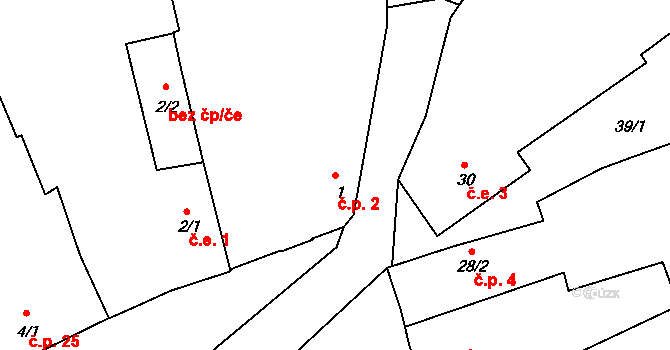 Milevo 2, Kladruby na parcele st. 1 v KÚ Milevo, Katastrální mapa