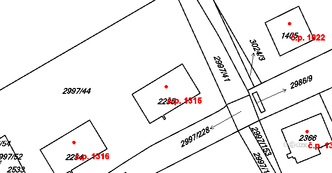 Stříbro 1315 na parcele st. 2235 v KÚ Stříbro, Katastrální mapa