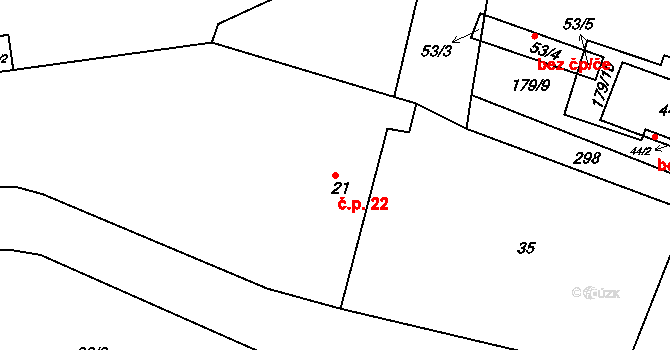 Klenice 22, Stračov na parcele st. 21 v KÚ Klenice, Katastrální mapa