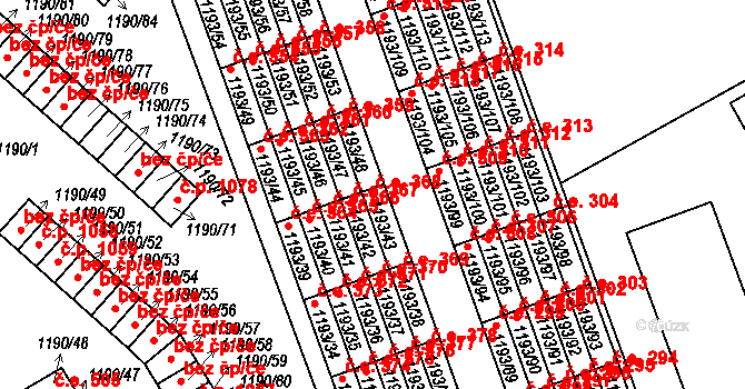 Bechyně 368 na parcele st. 1193/43 v KÚ Bechyně, Katastrální mapa
