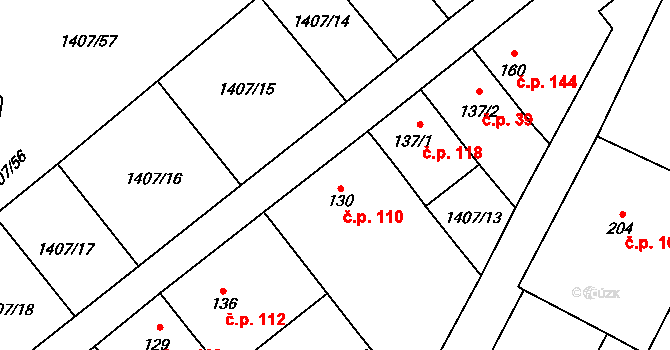 Sudice 110 na parcele st. 130 v KÚ Sudice u Náměště nad Oslavou, Katastrální mapa