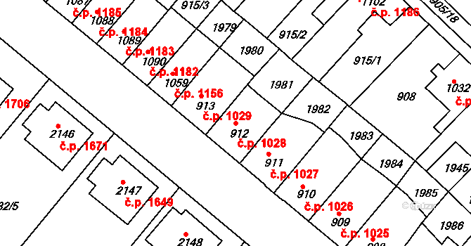 Předměstí 1028, Svitavy na parcele st. 912 v KÚ Svitavy-předměstí, Katastrální mapa
