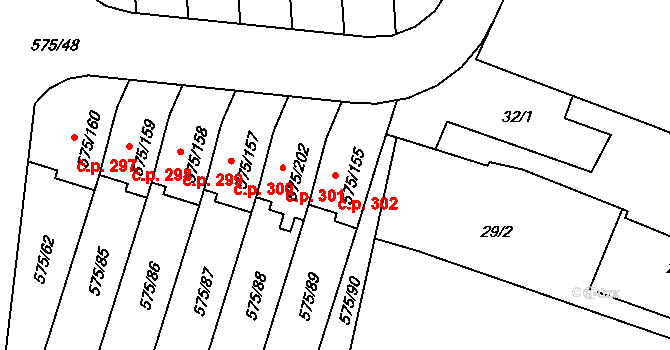 Klokoty 302, Tábor na parcele st. 575/155 v KÚ Klokoty, Katastrální mapa