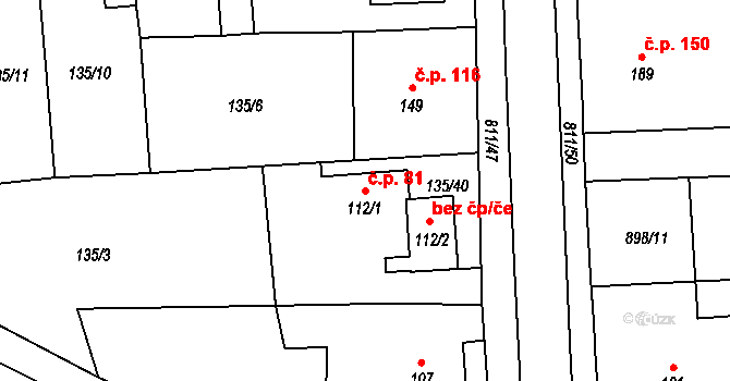 Luby 81, Klatovy na parcele st. 112/1 v KÚ Luby, Katastrální mapa