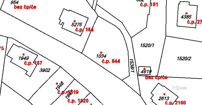 Dvůr Králové nad Labem 844 na parcele st. 1034 v KÚ Dvůr Králové nad Labem, Katastrální mapa