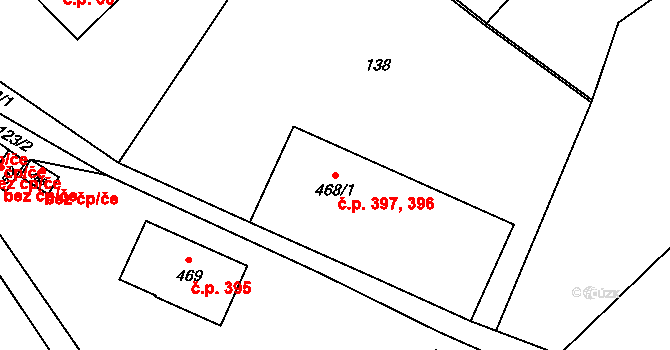 Hořejší Vrchlabí 396,397, Vrchlabí na parcele st. 468/1 v KÚ Hořejší Vrchlabí, Katastrální mapa