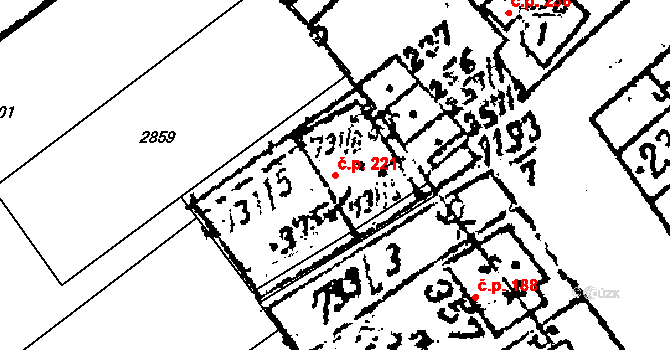 Prosiměřice 221 na parcele st. 375 v KÚ Prosiměřice, Katastrální mapa