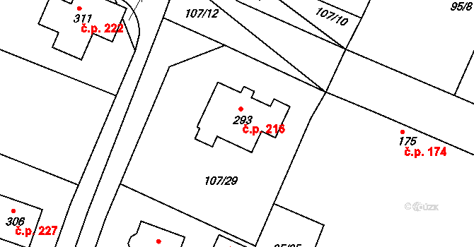 Mečeříž 216 na parcele st. 293 v KÚ Mečeříž, Katastrální mapa