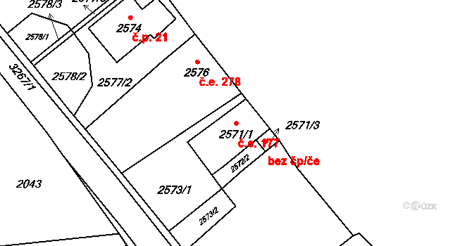 Staré Splavy 177, Doksy na parcele st. 2571/1 v KÚ Doksy u Máchova jezera, Katastrální mapa