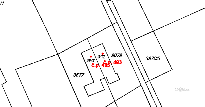 Petřvald 483 na parcele st. 3672 v KÚ Petřvald u Karviné, Katastrální mapa