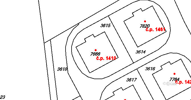 Kolín V 1410, Kolín na parcele st. 7666 v KÚ Kolín, Katastrální mapa
