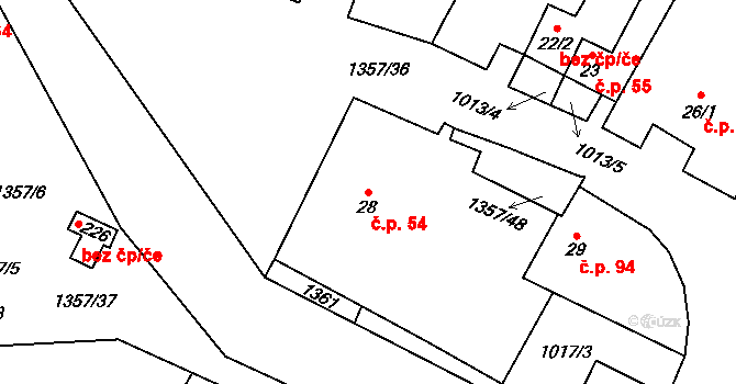 Police 54 na parcele st. 28 v KÚ Police u Jemnice, Katastrální mapa