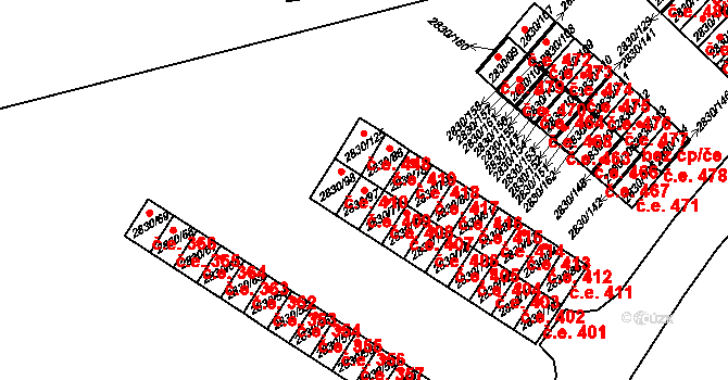 Rumburk 1 409, Rumburk na parcele st. 2830/97 v KÚ Rumburk, Katastrální mapa