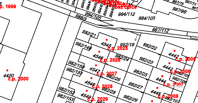 Čelákovice 2026 na parcele st. 4546 v KÚ Čelákovice, Katastrální mapa