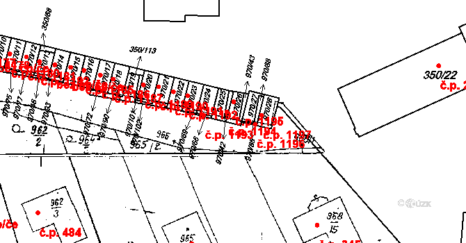 Dobšice 1195 na parcele st. 970/26 v KÚ Dobšice u Znojma, Katastrální mapa