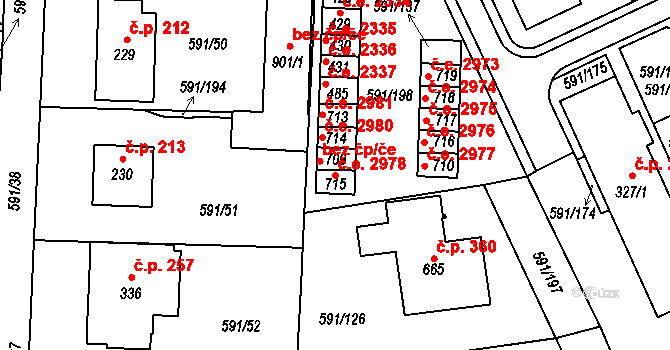 Mladcová 2978, Zlín na parcele st. 715 v KÚ Mladcová, Katastrální mapa