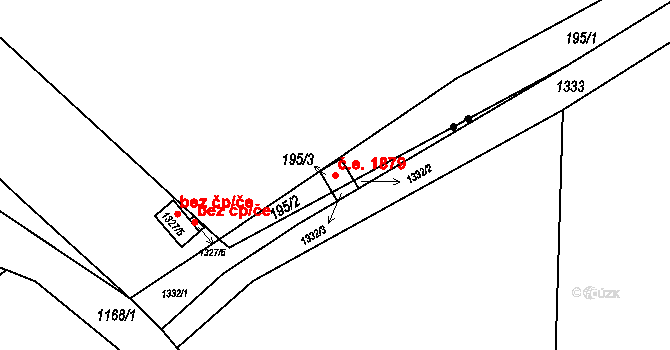 Červený Hrádek 1879, Jirkov na parcele st. 195/3 v KÚ Červený Hrádek u Jirkova, Katastrální mapa
