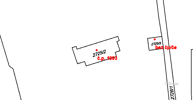 Předměstí 1993, Litoměřice na parcele st. 2725/2 v KÚ Litoměřice, Katastrální mapa