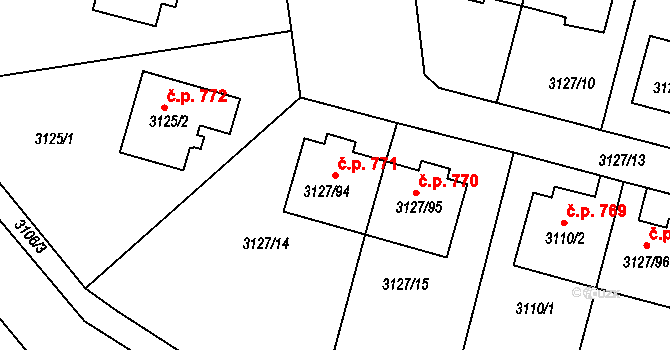 Bystřice nad Pernštejnem 771 na parcele st. 3127/94 v KÚ Bystřice nad Pernštejnem, Katastrální mapa