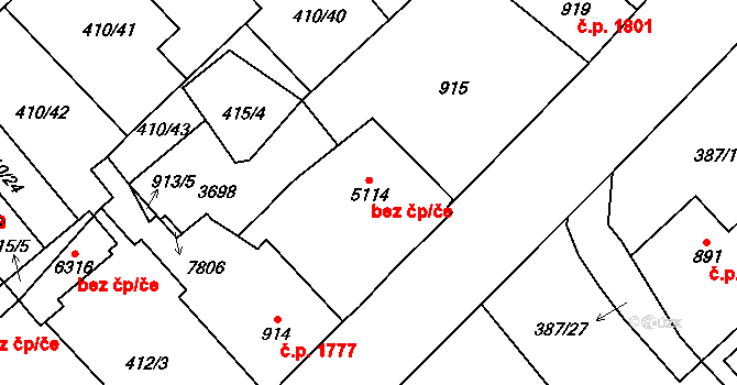 Cheb 1778 na parcele st. 5114 v KÚ Cheb, Katastrální mapa