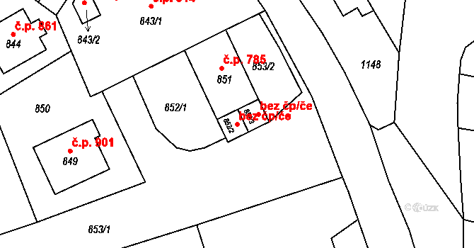Štramberk 38963787 na parcele st. 852/2 v KÚ Štramberk, Katastrální mapa