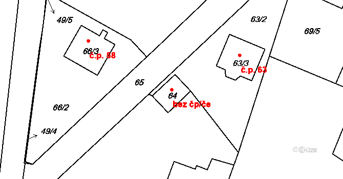 Jihlava 44511787 na parcele st. 64 v KÚ Henčov, Katastrální mapa