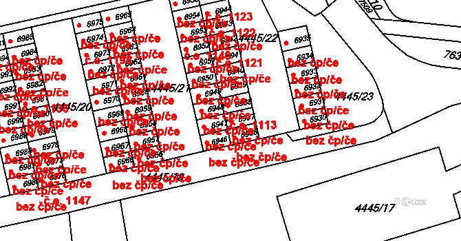 Brno 45587787 na parcele st. 6937 v KÚ Líšeň, Katastrální mapa