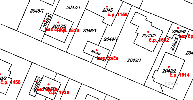 Teplice 49319787 na parcele st. 2046/2 v KÚ Teplice-Trnovany, Katastrální mapa