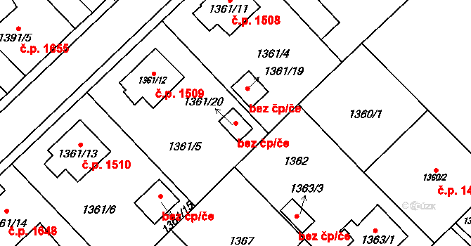Frýdek-Místek 54063787 na parcele st. 1361/20 v KÚ Místek, Katastrální mapa