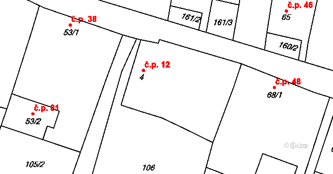 Řepeč 12 na parcele st. 4 v KÚ Řepeč, Katastrální mapa