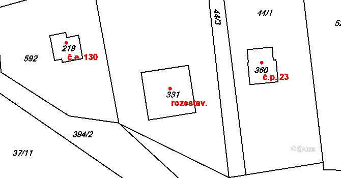 Skuhrov 25 na parcele st. 331 v KÚ Skuhrov pod Brdy, Katastrální mapa