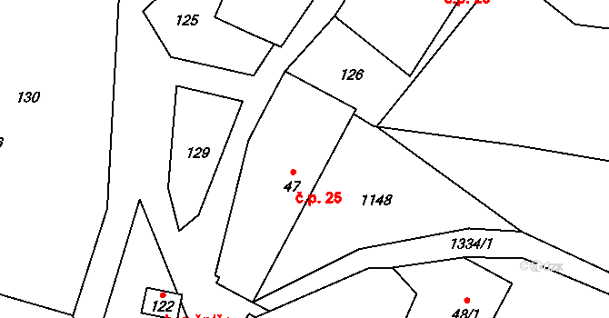 Tošovice 25, Odry na parcele st. 47 v KÚ Tošovice, Katastrální mapa